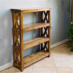 کتابخانه چوبی روستیک دکور