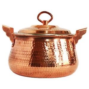 قابلمه مسی سایز 3 طرح تیانچه ای 8 نفره ورق ضخیم و سنگین ارتفاع 21 قطر 21 سانت