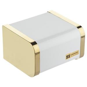 جا دستمال  کاور دار سفید طلایی هارمونی -جنسABS