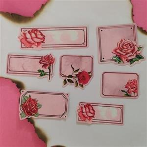 پک استیکر گل رز صورتی فریم زیبا و دلبر  کلاسیک 