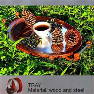 سینی چوبی طرح ژینا ،چوب راش گرجستان و کف استیل ضد زنگ.