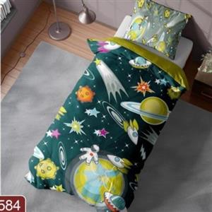 ست اتاق کودک طرح جذاب و جدید فضانورد پرده و روتختی و لوستر