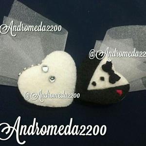 گیفت عروس و داماد جنس قند قلبی و نمد با طرح لباس عروس و داماد