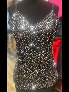 تاپ مجلسی پولکی درخشنده نیمتنه براق تاپ پشت گردنی لباس مجلسی زنانه تاپ مشکی لباس مجلسی مشکی پولک مشکی لباسبراق برندmodit