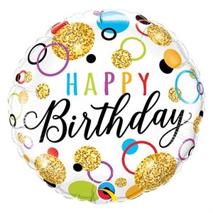 بادکنک فویلی گرد هپی برث دی  happy birthday رنگ بندی متنوع