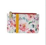 کیف کارت مینیسو مدل رنگ صورتی Watercolor Flowers Pattern Pouch for Coins and Cards(Pink)