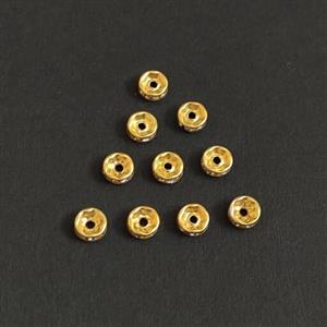 مهره بین کاری  دستبندی مدل رینگ نگین دار سایز 0.8 در دو رنگ طلایی و نقره ای بسته 10 عددی