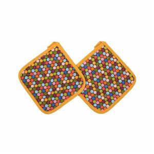 دستگیره کتان 20 × 20 رزین تاژ طرح خالدار رنگی