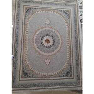 فرش ماشینی 1200 شانه اصل تراکم 3600 طرح ستایش گل برجسته زمینه صدفی 12 متری جنس اکرولیک