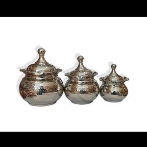 شکلات خوری مس 3 عددی در 3سایز چکشی ابکاری کروم مناسب قندان.آجیل و شکلات خوری سایز 20.25.27در مس نمونه زنجان 
