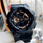 ساعت  مچی جی شاک GA110 مشکی رزگلد (جیشاک GShock) ، صد در صد ضدآب ، تنظیم اتوماتیک با پایتخت کشورها ، اتولایت دار