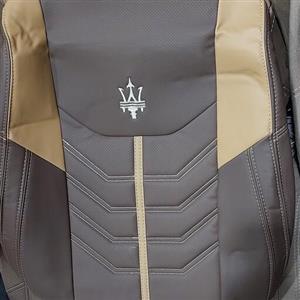 روکش صندلی طرح مازراتی مناسب سمند (صندل قدیم)جنس تمام چرم رنگ سدری کرم