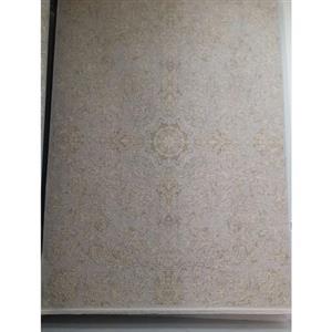فرش ماشینی 1200 شانه اصل تراکم 3600 طرح زرین طلاکوب گل برجسته  زمینه صدفی 12 متری جنس اکرولیک