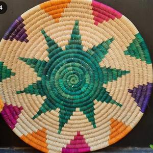 سینی حصیری طرح ستاره سبز 50 سانتی