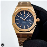 ساعت مردانه ای پی تک موتوره رزگلد صفحه آبی 27990 Audemars Piguet