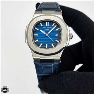 ساعت مردانه پتک فیلیپ ناتیلوس بندچرم آبی 9091 Patek Philippe Nautilus