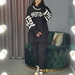 تیشرت لانگ لش دخترانه گردنبندار