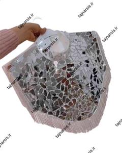 یقه حجاب عروس ایینه دوزی درخشان