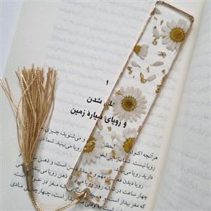 بوک مارک گل طبیعی بابونه نشانگر کتاب رزینی شفاف و زیبا