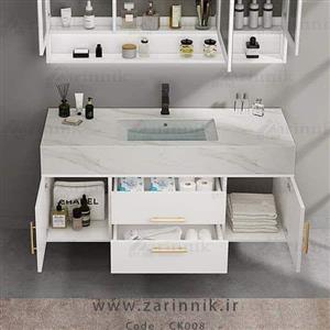 روشویی سرامیکی مدرن با کابین زرین نیک کد CK008 طول 120 سانتی متر
