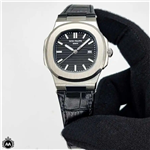 ساعت مردانه پتک فیلیپ ناتیلوس بندچرم مشکی 9093 Patek Philippe Nautilus