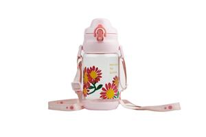 قمقمه مینیسو طرح گل آفتابگردان Sunrise Sunflowers Plastic Water Bottle with Shoulder Strap, 520mL(Pink)