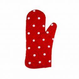 دستکش فر کتان 31 × 14 رزین تاژ طرح خالدار قرمز Rezin Taj 14 x 31 Dotted Denim Oven Glove