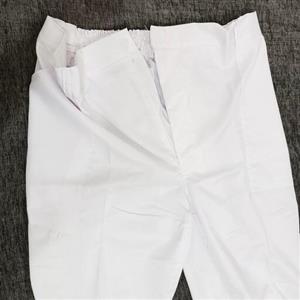 شلوار مردانه  پارچه ای سفید کارگری جلو زیپ پشت کمر