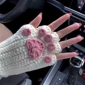 دستکش پنجه گربه ای سایز  نوجوان و بزرگ سال دورنگ سفید و مشکی