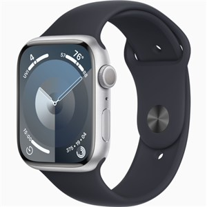 اپل واچ سری ۹ ۴۵ میلی متری بدنه آلومینیوم سیلور با بند میدنایت Apple Watch Series 9 Silver Aluminum Case-Midnight Band-45mm