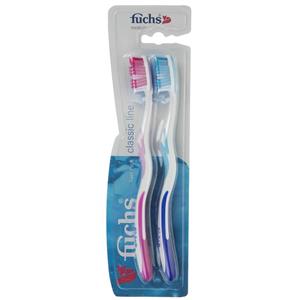 پک مسواک فوکس مدل Classic Line با برس متوسط بسته 2 عددی Fuchs Classic Line Medium Toothbrush Pack Of 2