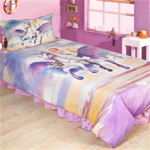 سرویس لحاف پرکا سری پانو رانفرس طرح باربی پگاسوز یک نفره 3 تکه Perka Pano Ranfors Barbie Pegasus 1 Person 3 Pieces Duvet Set