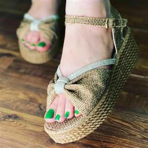 صندل کنفی لژدار زنانه دخترانه کفش لژ دار پاشنه بلند نگین دار نگینی حصیری حصیر کنف مجلسی شیک سبک روفرشی دمپایی رو فرشی