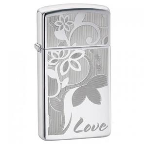فندک زیپو مدل  SLIM HP CHROME LOVE FLOWERکد 24816
