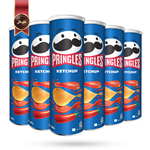 چیپس پرینگلز pringles مدل کچاپ ketchup وزن 165 گرم بسته 6 عددی