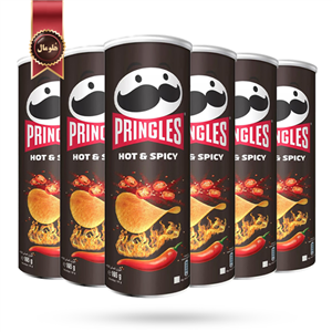 چیپس پرینگلز pringles مدل تند و ادویه ای hot & spicy وزن 165 گرم بسته 6 عددی 