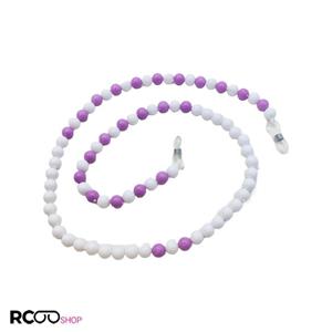 بند عینک از جنس مهره ای و رنگ سفید و بنفش مدل 992001