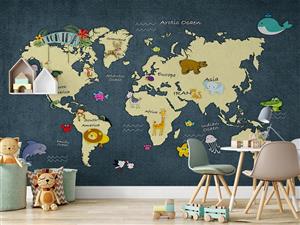 پوستر دیواری کودک نقشه حیوانات W10286200