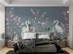 کاغذ دیواری شکوفه و پرنده W10263800