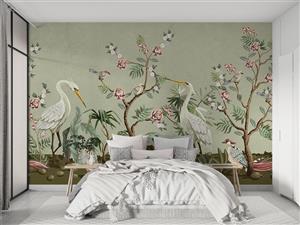 کاغذ دیواری شاخه شکوفه پرنده W10263900 