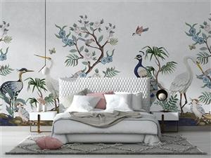 کاغذ دیواری گل و طاووس W10264100