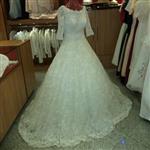 لباس عروس تمام مروارید و گیپور