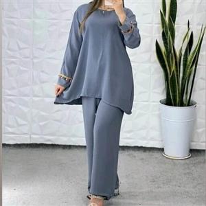 مانتو شلوار ست .تونیک شلوار ابروبادی .آستین هندی (سنتی)