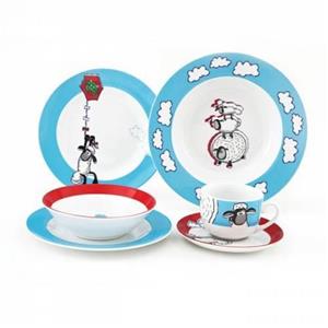 سرویس چینی 6 پارچه کودک چینی زرین ایران سری ایتالیا اف مدل بره ناقلا درجه عالی Zarin Iran Porcelain Inds Italia-F Shaun The Sheep 6 Pieces Porcelain Children Dinnerware Set Top Grade