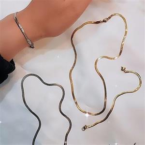 گردنبند ماری استیل رنگ ثابت ضد حساسیت در سه رنگ طلایی و نقره ای و مشکی