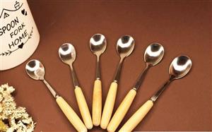 قاشق چای خوری دسته چوبی وارداتی
