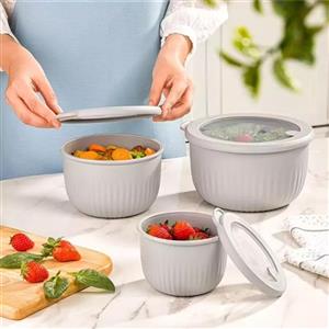 کاسه گرد شیشه ای دربدار شیاردار 470 میلی لیتر مارک لیمون ( رنگ سبز، زرد ، نارنجی)