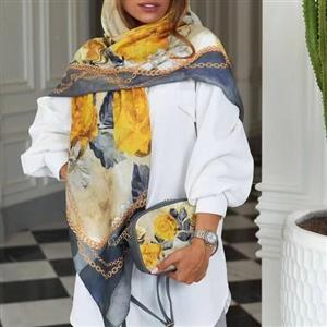 ست کیف و روسری در طرح های متنوع قواره روسری 140 سایز کیف 15 در20 جنس جیر و چرم مصنوعی سری دوم