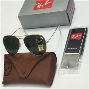 عینک آفتابی ریبن RayBan خلبانی اورجینال مدل 3025 شیشه سبز فریم طلایی کد 280