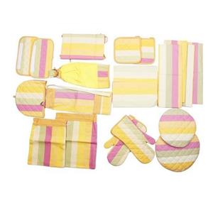 سرویس آشپزخانه کتان 20 تکه رزین تاژ طرح رابید صورتی